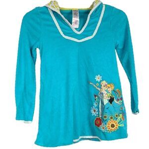 Disney Store Girls Frozen Princess Elsa & Anna 5/6 Hooded Terry Swim Cover-up